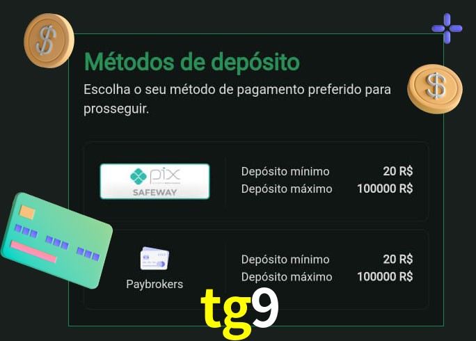 O cassino tg9 oferece uma grande variedade de métodos de pagamento